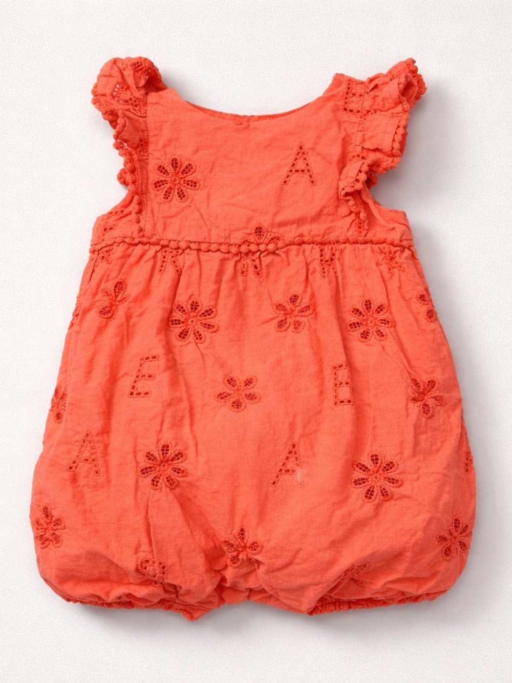 Baker By Ted Baker Orange eyelet bubble romper size 6-12 months